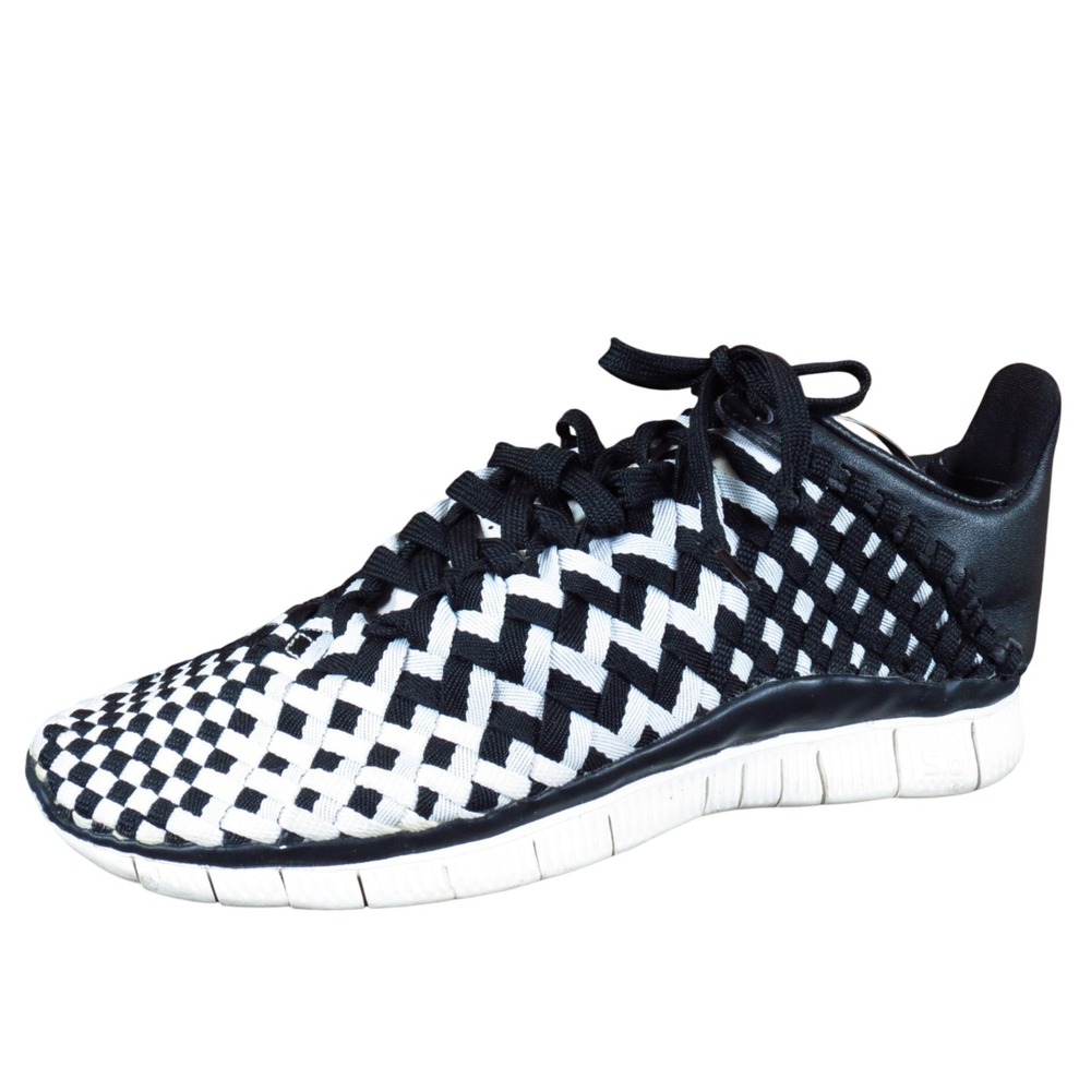 Nike Free Inneva Woven Women Athletic Shoe Size 7.5 Lifestyle Black White Fabric